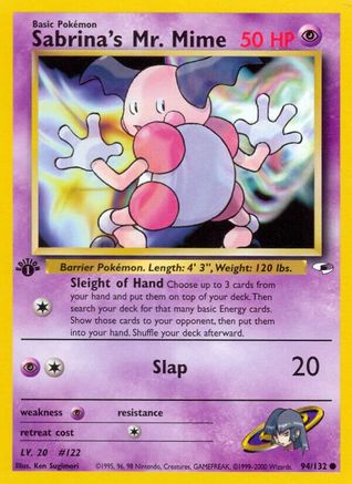 Sabrina's Mr. Mime 094 - 1st Edition Gym Heroes - Common Gym Heroes Pokemon Single Squirtle Squad Card Shop.
