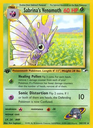 Sabrina's Venomoth 034 - 1st Edition Gym Heroes - Rare Gym Heroes Pokemon Single Squirtle Squad Card Shop.