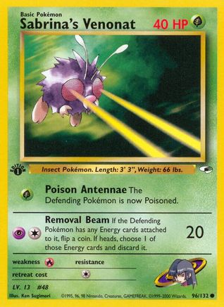Sabrina's Venonat 096 - 1st Edition Gym Heroes - Common Gym Heroes Pokemon Single Squirtle Squad Card Shop.