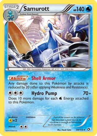 Samurott 039/113 - Reverse Holofoil Legendary Treasures - Holo Rare Legendary Treasures Pokemon Single Squirtle Squad Card Shop.