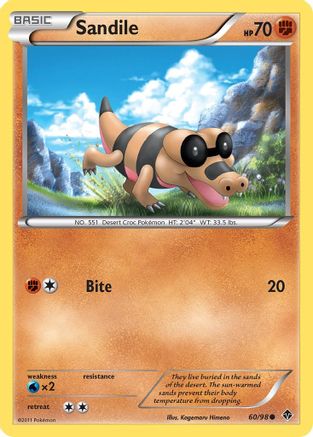 Sandile - Reverse Holofoil Emerging Powers - Common Emerging Powers Pokemon Single Squirtle Squad Card Shop.
