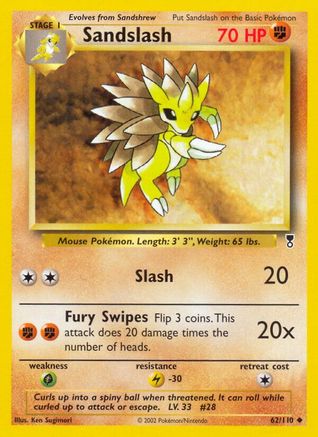 Sandslash - Reverse Holofoil Legendary Collection - Uncommon Legendary Collection Pokemon Single Squirtle Squad Card Shop.