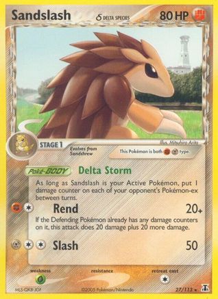 Sandslash (Delta Species) 027 - Reverse Holofoil Delta Species - Rare Delta Species Pokemon Single Squirtle Squad Card Shop.