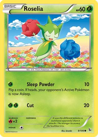 Roselia 008 - Reverse Holofoil XY Flashfire - Common XY - Flashfire Pokemon Single Squirtle Squad Card Shop.