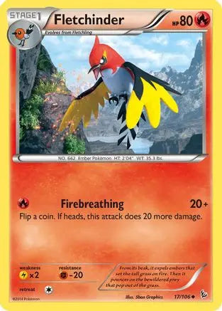 Fletchinder 017 - Reverse Holofoil XY Flashfire - Uncommon XY - Flashfire Pokemon Single Squirtle Squad Card Shop.