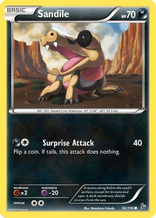 Sandile 056 XY Flashfire - Common XY - Flashfire Pokemon Single Squirtle Squad Card Shop.