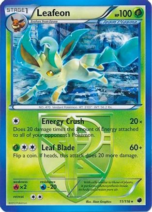 Leafeon - 11/116 (BW Plasma Freeze)/116 - Holofoil Deck Exclusives - Holo Rare Deck Exclusives Pokemon Single Squirtle Squad Card Shop.