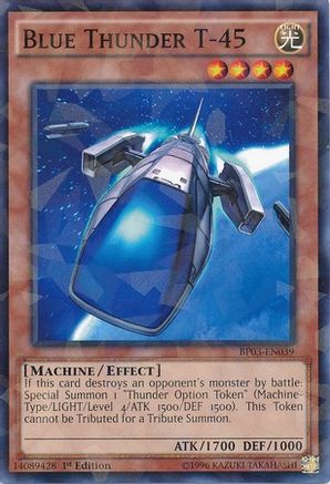 Blue Thunder T-45 (Shatterfoil) (BP03-EN039) - Battle Pack 3: Monster League 1st Edition Battle Pack 3: Monster League Yugioh Single Squirtle Squad Card Shop.