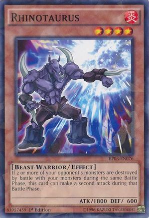 Rhinotaurus (Shatterfoil) (BP03-EN076) - Battle Pack 3: Monster League 1st Edition Battle Pack 3: Monster League Yugioh Single Squirtle Squad Card Shop.