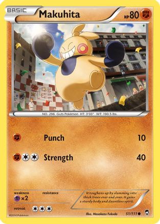 Makuhita 051 - Reverse Holofoil XY Furious Fists - Common XY - Furious Fists Pokemon Single Squirtle Squad Card Shop.