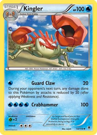 Kingler - Reverse Holofoil XY Phantom Forces - Uncommon XY - Phantom Forces Pokemon Single Squirtle Squad Card Shop.