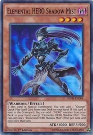 Elemental HERO Shadow Mist (SDHS-EN001) - Structure Deck: HERO Strike Unlimited Structure Deck: HERO Strike Yugioh Single Squirtle Squad Card Shop.