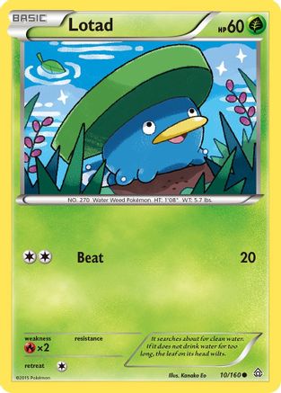 Lotad 010 - Reverse Holofoil XY Primal Clash - Common XY - Primal Clash Pokemon Single Squirtle Squad Card Shop.