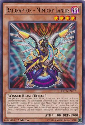 Raidraptor - Mimicry Lanius (CROS-EN017) - Crossed Souls 1st Edition Crossed Souls Yugioh Single Squirtle Squad Card Shop.