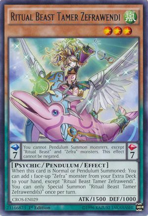 Ritual Beast Tamer Zefrawendi (CROS-EN029) - Crossed Souls Unlimited Crossed Souls Yugioh Single Squirtle Squad Card Shop.