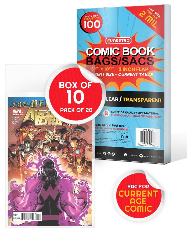 EVORETRO Comic Bags for Current Age Comic Bags Protector - 2MIL EVORETRO Canada Comic Protectors Squirtle Squad Card Shop.