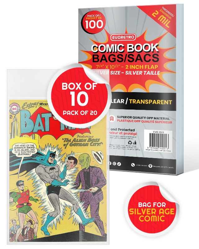 EVORETRO Comic Bags for Silver Age Comic Bags Protector - 2MIL EVORETRO Canada Comic Protectors Squirtle Squad Card Shop.