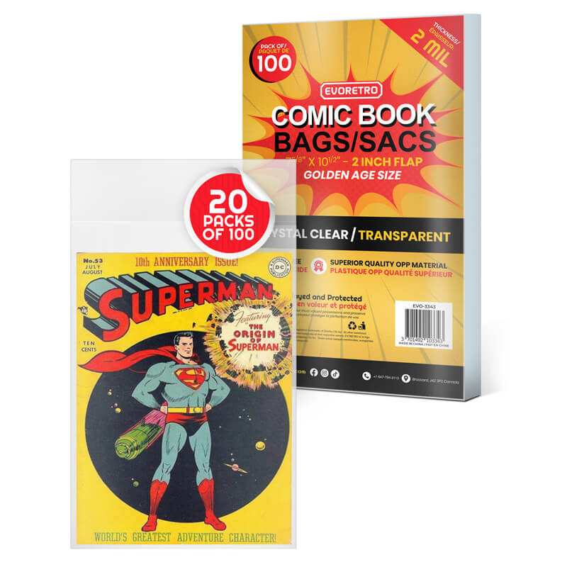 Golden Age Comic Book Bags 2 MIL EVORETRO Canada Comic Protectors Squirtle Squad Card Shop.