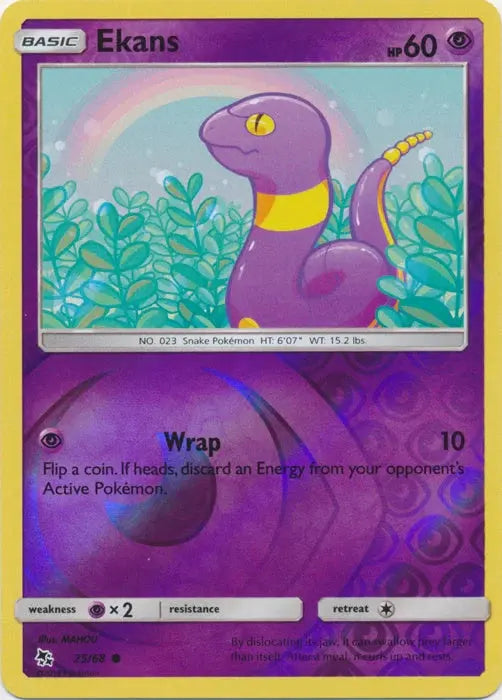 Ekans 025/68 - Reverse Holofoil Hidden Fates - Common Hidden Fates Pokemon Single Squirtle Squad Card Shop.