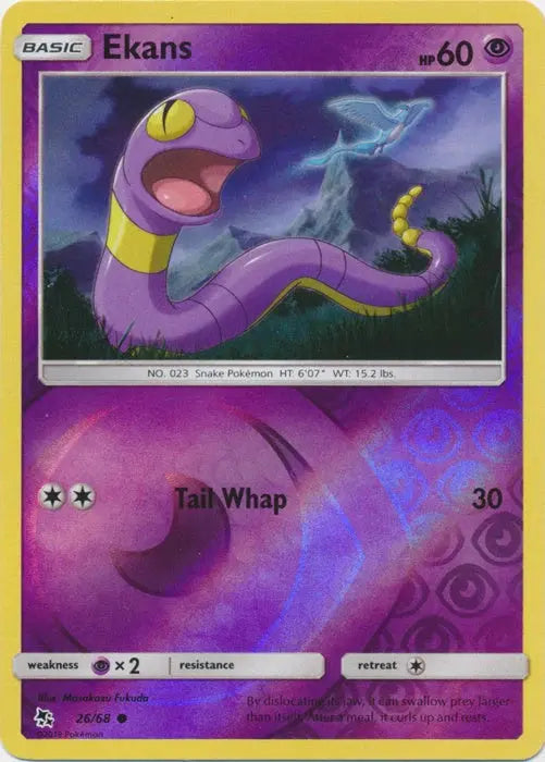Ekans 026/68 - Reverse Holofoil Hidden Fates - Common Hidden Fates Pokemon Single Squirtle Squad Card Shop.