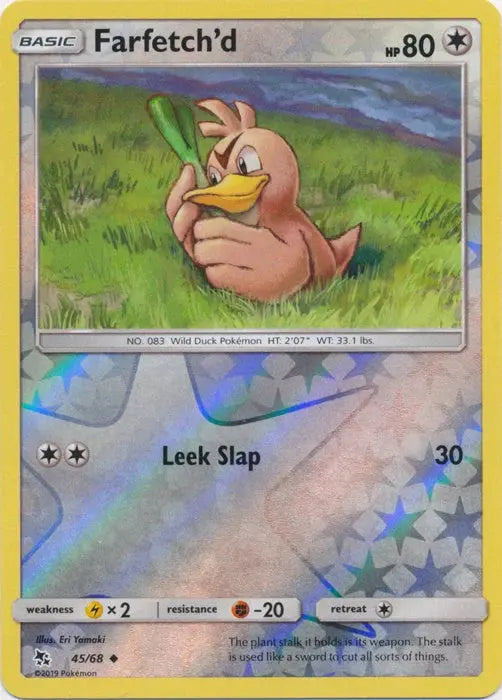 Farfetch'd 045/68 - Reverse Holofoil Hidden Fates - Uncommon Hidden Fates Pokemon Single Squirtle Squad Card Shop.