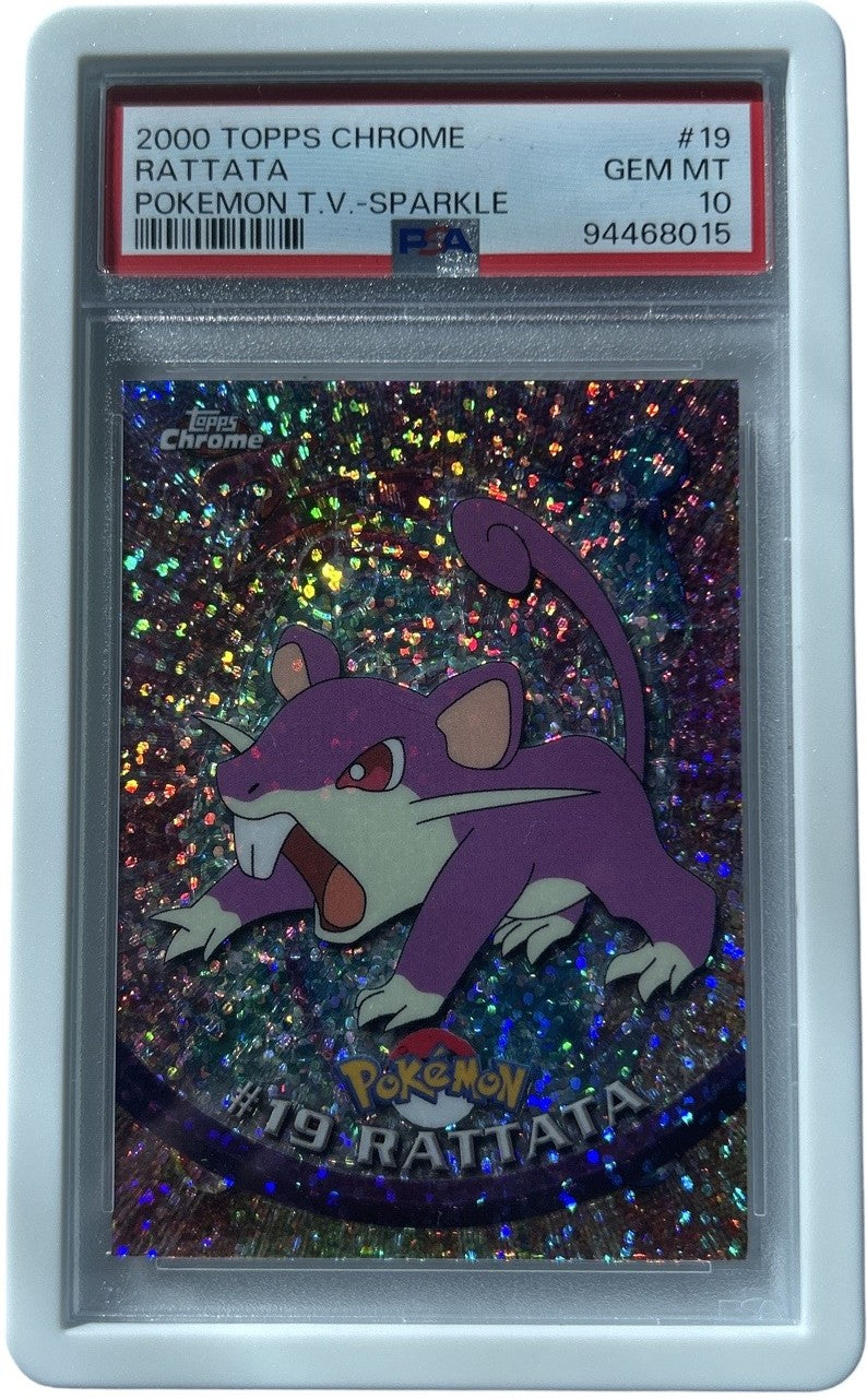 Pokemon - Topps Chrome - Series 1 - #19 RATTATA Sparkle - PSA 10 - WHITE GUARD