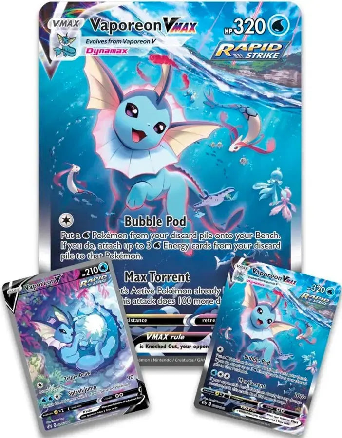Pokémon TCG – Vaporeon VMAX Premium Collection Box – Sword & Shield – Factory Sealed Squirtle Squad Card Shop. Squirtle Squad Card Shop.