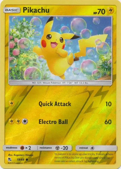 Pikachu 019/68 - Reverse Holofoil Hidden Fates - Common Hidden Fates Pokemon Single Squirtle Squad Card Shop.