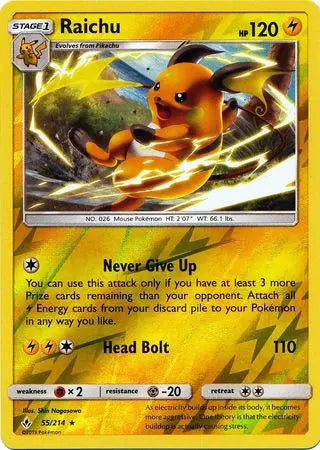 Raichu 055/214 Reverse Holo - Sun & Moon Unbroken Bonds