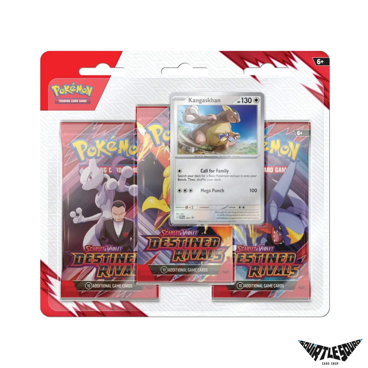 Pokemon - Destined Rivals - 3 Pack Blister Kangaskhan Promo Squirtle Squad Card Shop.