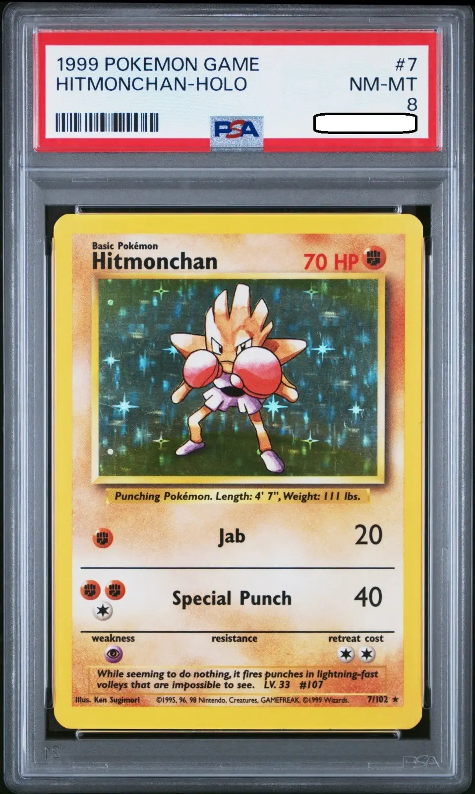 Pokémon TCG – Hitmonchan Holo 7/102 – Base Set – PSA 8 NM-MT Squirtle Squad Card Shop. Squirtle Squad Card Shop.