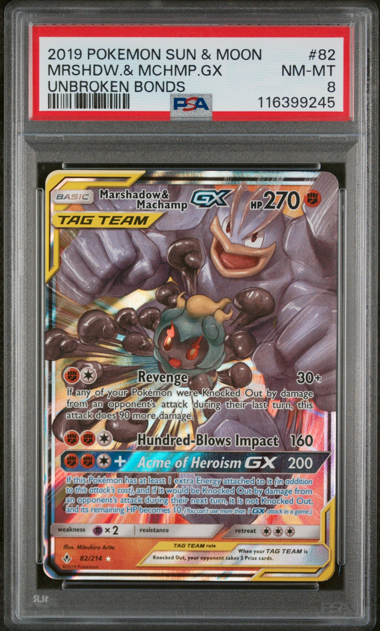 Pokémon TCG - Marshadow & Machamp GX 82/214 - Unbroken Bonds - TAG TEAM GX - PSA 8 NM-MT Squirtle Squad Card Shop. Squirtle Squad Card Shop.