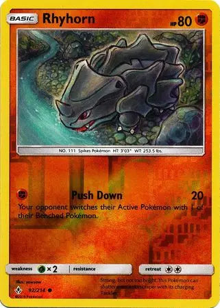 Rhyhorn 92/214 Unbroken Bonds Reverse Holo Pokémon card