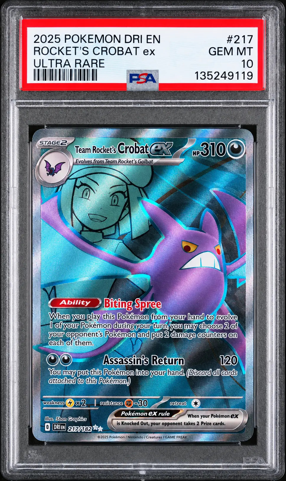 Team Rocket's Crobat ex 217/182 Destined Rivals PSA 10 cert 135249119