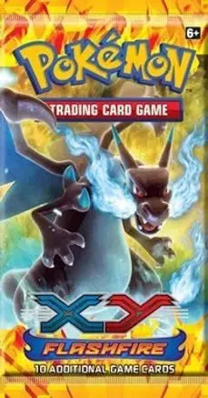 Factory sealed Pokémon XY Flashfire Booster Pack featuring one of the most iconic Charizard-focused sets from the XY era.