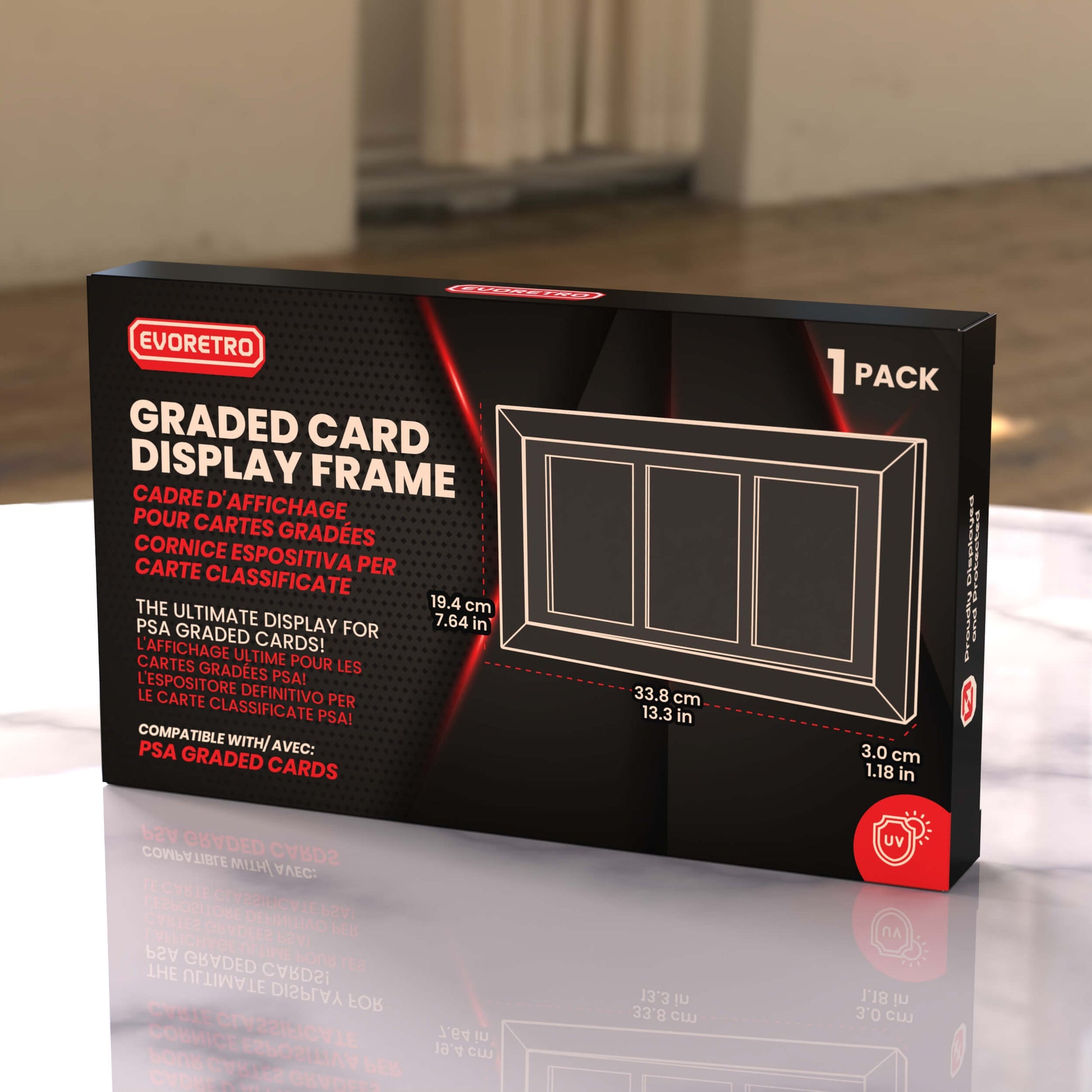 PSA Graded Wooden Frame Display with UV Glass card fit very tight ! LIQUIDATION EVORETRO Canada Card Protectors  Squirtle Squad Card Shop.