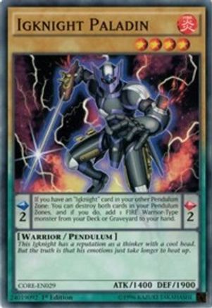 Igknight Paladin (CORE-EN029) - Clash of Rebellions Unlimited Clash of Rebellions Yugioh Single  Squirtle Squad Card Shop.