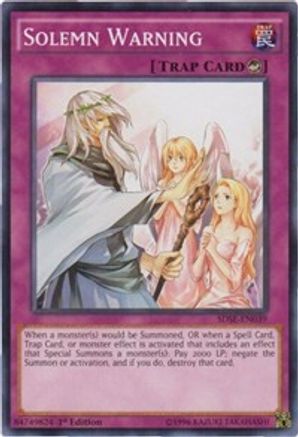 Solemn Warning (SDSE-EN039) - Structure Deck: Synchron Extreme 1st Edition Structure Deck: Synchron Extreme Yugioh Single  Squirtle Squad Card Shop.