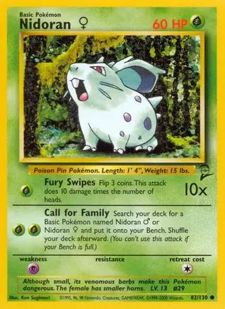 Nidoran F 082  Base Set 2 - Common Base Set 2 Pokemon Single  Squirtle Squad Card Shop.