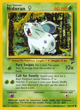 Nidoran F 082  Base Set 2 - Common Base Set 2 Pokemon Single  Squirtle Squad Card Shop.
