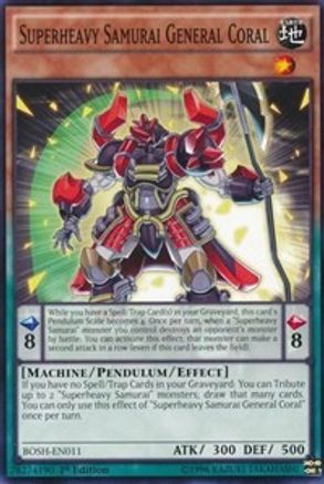 Superheavy Samurai General Coral (BOSH-EN011) - Breakers of Shadow 1st Edition Breakers of Shadow Yugioh Single  Squirtle Squad Card Shop.