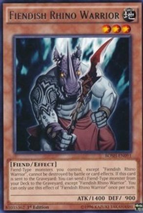 Fiendish Rhino Warrior (BOSH-EN091) - Breakers of Shadow 1st Edition Breakers of Shadow Yugioh Single  Squirtle Squad Card Shop.
