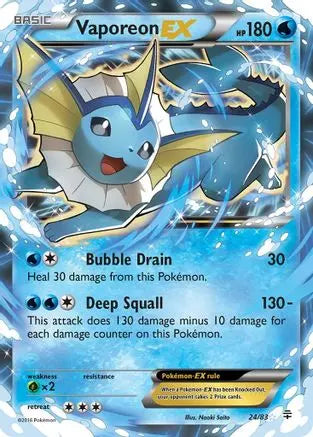 Vaporeon EX 024  - Holofoil Generations - Ultra Rare Generations Pokemon Single  Squirtle Squad Card Shop.