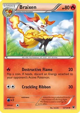 Braixen/124  - Reverse Holofoil XY  Fates Collide - Uncommon