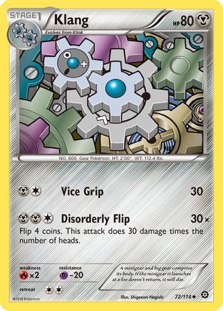 Klang 072/114  - Reverse Holofoil XY  Steam Siege - Uncommon XY - Steam Siege Pokemon Single  Squirtle Squad Card Shop.