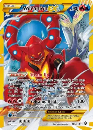 Volcanion EX (Secret) 115  - Holofoil XY  Steam Siege - Secret Rare XY - Steam Siege Pokemon Single  Squirtle Squad Card Shop.