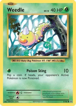 Weedle 005  - Reverse Holofoil XY  Evolutions - Common XY - Evolutions Pokemon Single  Squirtle Squad Card Shop.