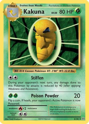 Kakuna 006  - Reverse Holofoil XY  Evolutions - Uncommon XY - Evolutions Pokemon Single  Squirtle Squad Card Shop.