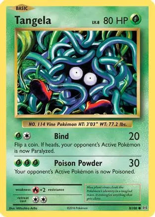 Tangela 008  - Reverse Holofoil XY  Evolutions - Common XY - Evolutions Pokemon Single  Squirtle Squad Card Shop.