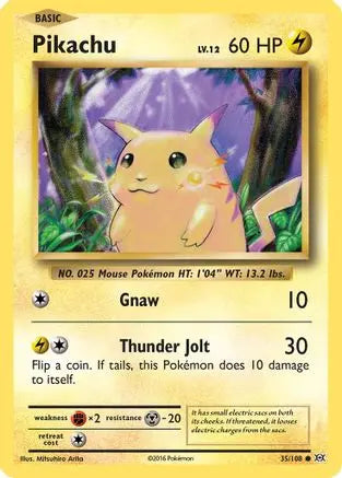 Pikachu 035  - Reverse Holofoil XY  Evolutions - Common XY - Evolutions Pokemon Single  Squirtle Squad Card Shop.